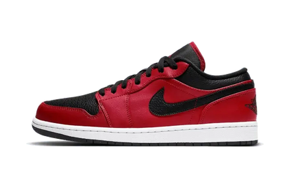 Air Jordan 1 Low Reverse Bred Pebbled Swoosh - 553558-605