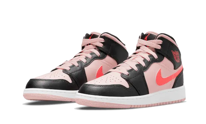 Air Jordan 1 Mid Black Pink Crimson - 554725-604