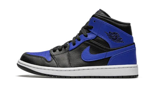 Air Jordan 1 Mid Black Royal Tumbled Leather 