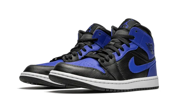 Air Jordan 1 Mid Black Royal Tumbled Leather 