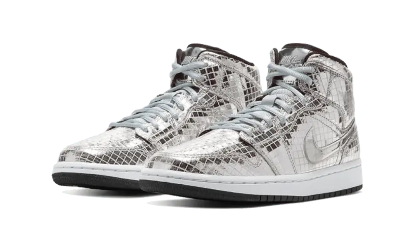 Air Jordan 1 Mid Metallic Silver "Discoball" - CU9304-001