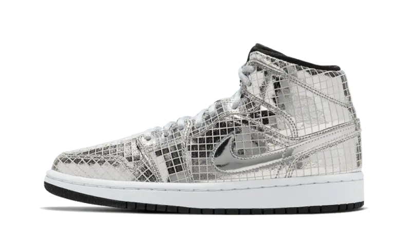 Air Jordan 1 Mid Metallic Silver "Discoball" - CU9304-001