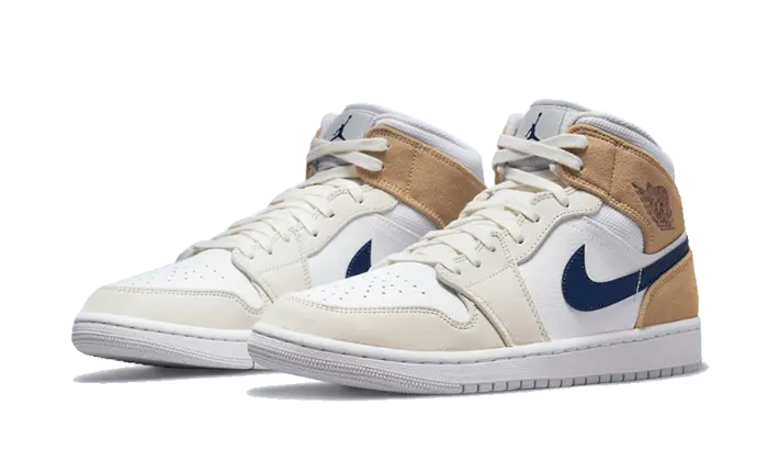 Air Jordan 1 Mid Tan Suede Navy - DO6726-100