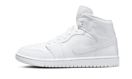 Air Jordan 1 Mid Triple White Patent Swoosh