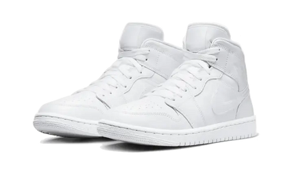 Air Jordan 1 Mid Triple White Patent Swoosh