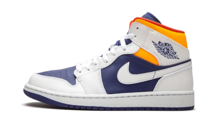 Air Jordan 1 Mid White Laser Orange Deep Royal Blue - 554725-131