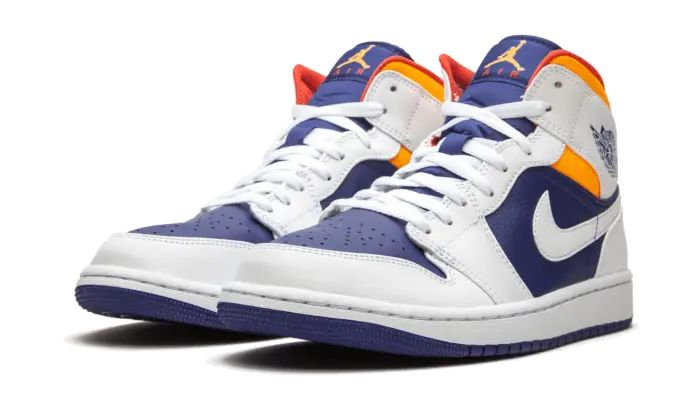 Air Jordan 1 Mid White Laser Orange Deep Royal Blue - 554725-131