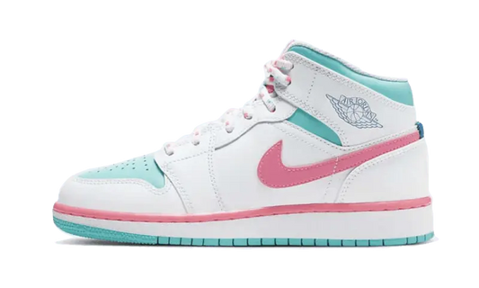 Air Jordan 1 Mid White Pink Green Soar - 555112-102