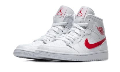 Air Jordan 1 Mid White University Red - BQ6472-106