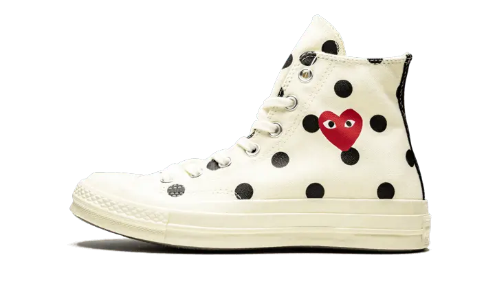 Converse Chuck Taylor All-Star 70s Hi Comme des Garçons PLAY Polka Dot White - 157251C